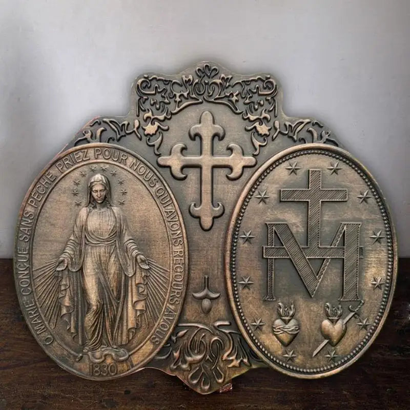 Our Lady Of Fatima Wood Decor Miracles Plate Mary Apparition Holy Plate Christmas Easter Wood Carving Pendant Wooden Ceremony