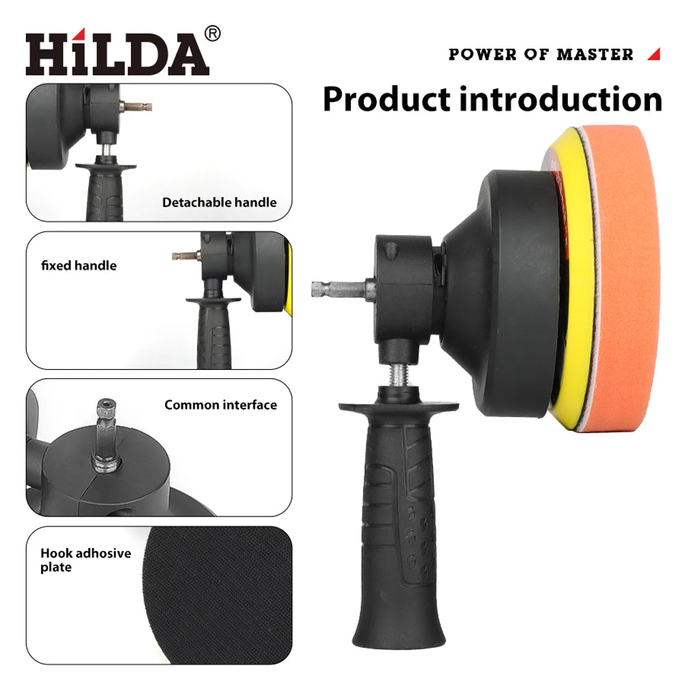 HILDA Electric Polishing Machine Set 7 Pcs Car Polisher for Car Maintenance Furniture Cleaning Detail Polishing and Waxing