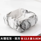 European-style Marble Texture Ashtray Creative Ceramic Ashtray Anti-flying Ash Office Living Room Modern Desktop Decoration