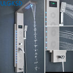 ULGKSD Full Faucet Set System LED Bathroom Showers Panel Hot&Cold Shower Column Rainfall And Waterfall Faucet Bathroom Mixer Tap