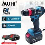 JAUHI 2in1 Brushless Electric Screwdriver 280N.m Multifunctional  Cordless Electric Screw Driver Drills for Makita 18V battery