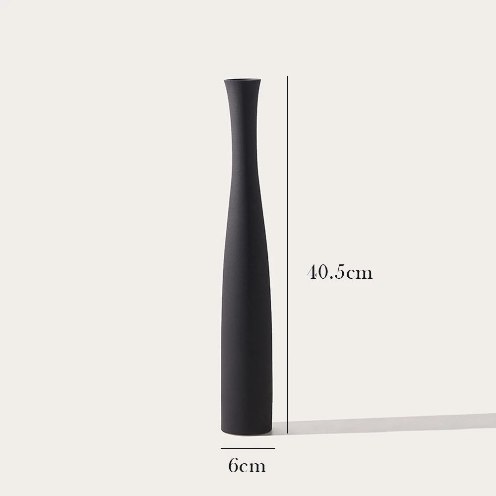 40cm Modern Ceramic Vase White Black Plants Ornaments Minimalist Vase for Living Room Home Office Party Decoration Flower Bottle