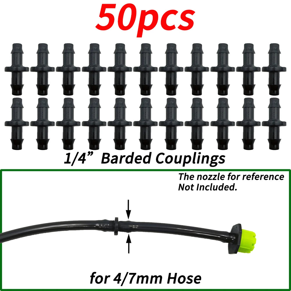 4/7mm Hose Dripper Water Tee Connector Plastic Barbed 1/4" Pipe Tubing Watering Coupling Joint Garden Micro Drip Irrigation Tool