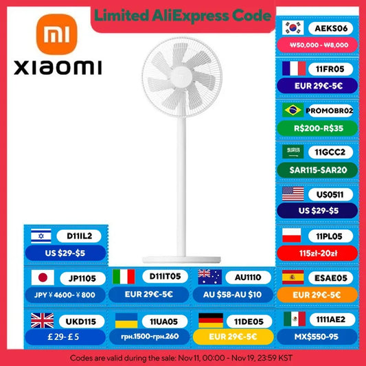 XIAOMI MIJIA Smart DC Inverter Floor Fan 1X Upgrade With 7-Blade,140° Wide-Angle Airflow,Low 25.6dB Noise,Wired Fan With Adapter