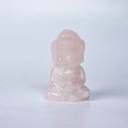 Hand-carved Bady Buddha Mini Figurine Stone Rose Quartz Crystal Craft Gemstone Statue Healing Feng Shui Religion Home Ornament