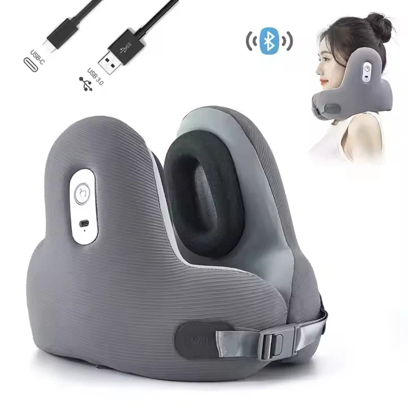 Memory Foam Travel Neck Pillow with Noise Reduction - U-Shaped Bluetooth Music Pillow for Ultimate Comfort on the Go travel