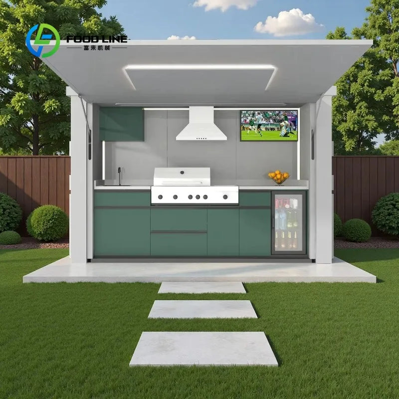 Customized Modern Modular  Outdoor Kitchen with Complete BBQ Setup Backyard Patio Garden Outdoor Kitchen Cabinets