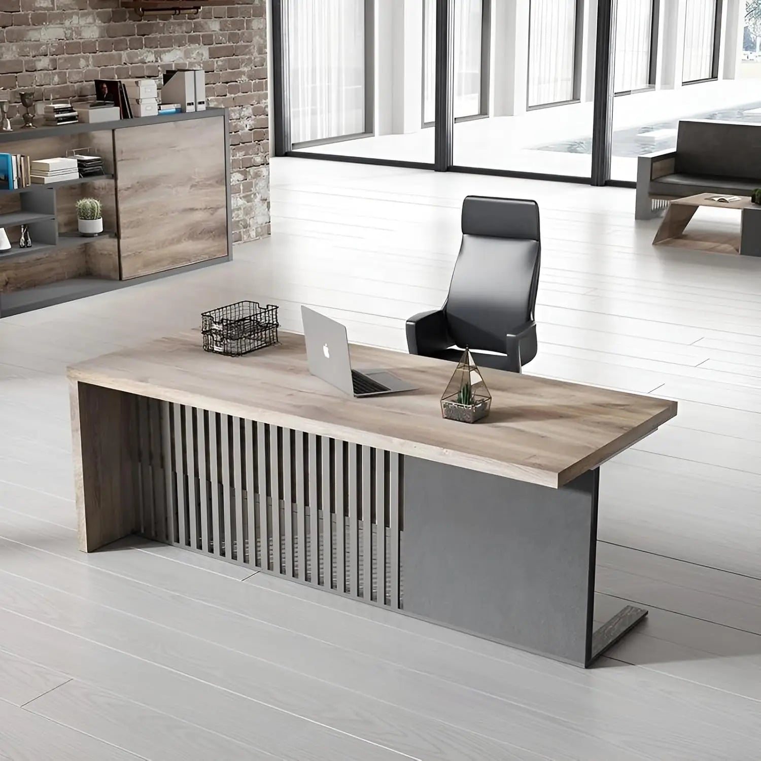 63in Modern Executive Office Desk Computer Writing Desk for Home Office Business Furniture Desk Workstation Stainless Steels