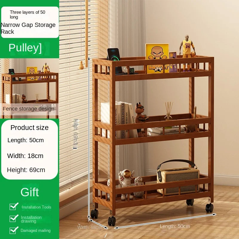 Kitchen multi-functional storage rack, crevice trolley, household living room mobile bathroom multi-layer floor-standing storage