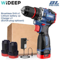 16.8V 70N.m Brushless Cordless Drill Self-locking Chuck Electric Screwdriver 20+1 Torque 2-Speeds Power Tools 2x 2.0Ah Batteries
