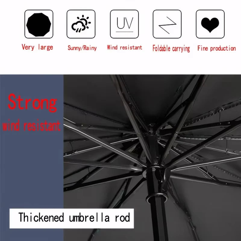 Super Large 51-inch Folding Umbrella | Windproof Business & Travel Sun Rain Umbrella