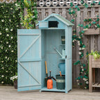 Garden Storage Shed 3 Shelves Tool House W/ Asphalt Roof 77 X 54 X 179 cm Blue
