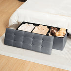 43" Storage Ottoman Bench with Divider, Multifunctional Foot Stool, Toy Chest & Shoe Bench for Bedroom, Living Room Home