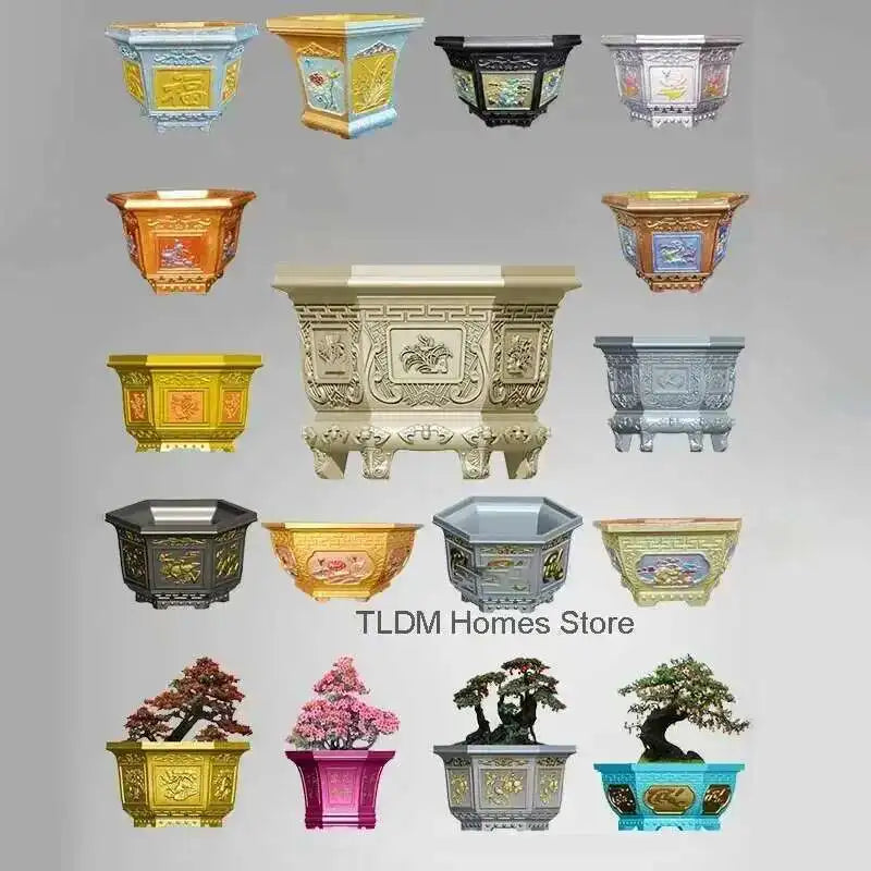 Hexagonal Cement Flowerpot Mold Home Garden Balcony Bonsai Pot Template Concrete Cast-in-place Homemade Plastic Flowerpot Mold