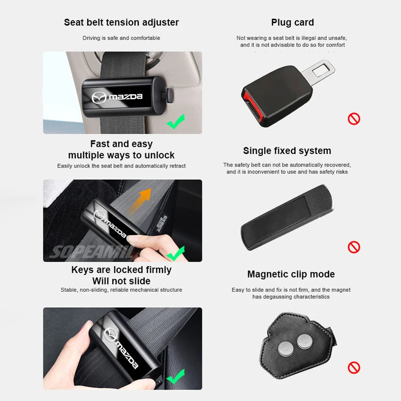 Car Safety Belt Fixator Clamp Seat belt clip limiting stopper Mazda 3 5 6 Axela Atenza Demio MX5 BT50 CX30 CX3 CX5 CX7 CX8 CX9