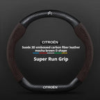 For Citroen C1 C2 C3 C4 C5 C6 VTS Xsara C-Crosser Berlingo Jumpy Carbon fiber Suede Car Steering Wheel Cover Auto Accessories