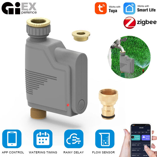 ZIGBEE WIFI Garden Watering Timer Smart Sprinkler Drip Irrigation System Built-in Water Flow Recorder Water Controller TUYA