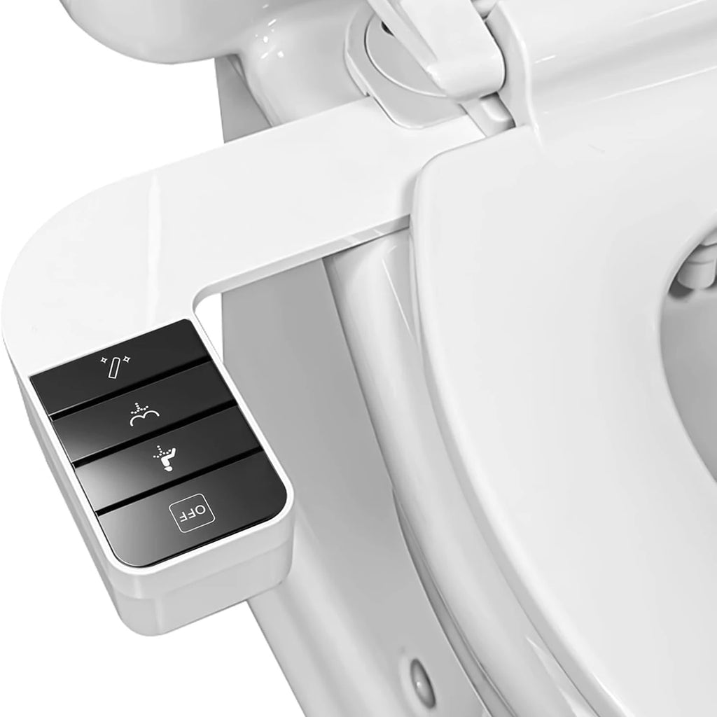 ITAX Self-Cleaning Nozzle,Non-Electric Self-Cleaning Bidet Attachment,Side Arm Control Ultra Thin Design Toilet Seat Dual Nozzle