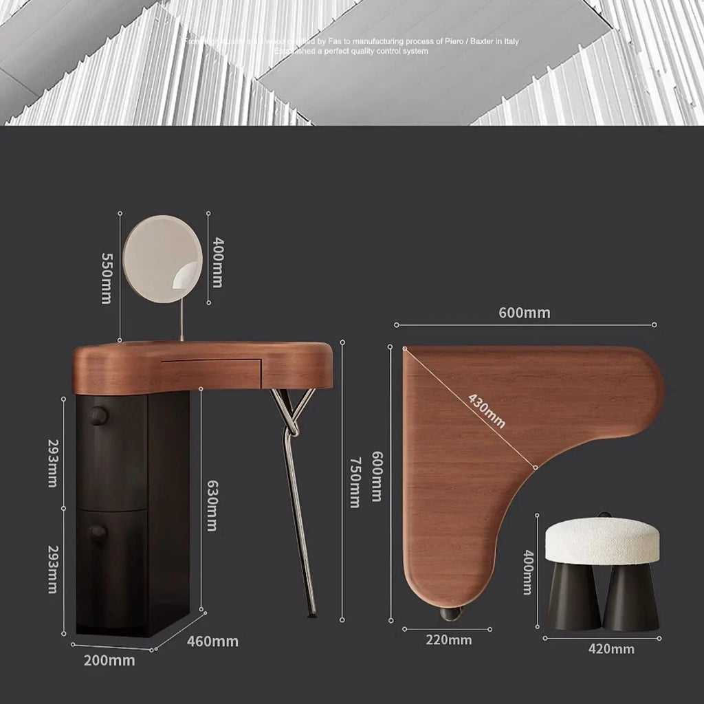 Bedroom Wood Makeup VanitiesTables Black Stool Small Chair Drawers Dressers Bedroom Girl Mirror Corner Coiffeuse Furniture Home