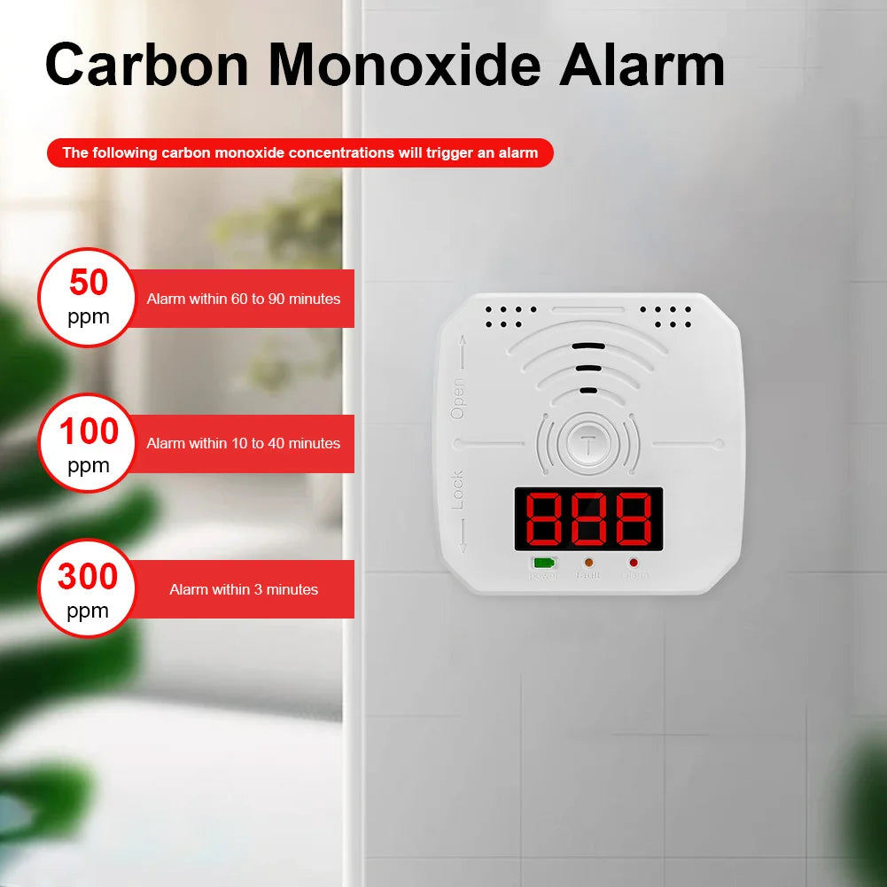 Digital CO Leak Detector Battery Powered CO Gas Monitor Alarm Sound Light Warning Portable CO Detector for Home Kitchen