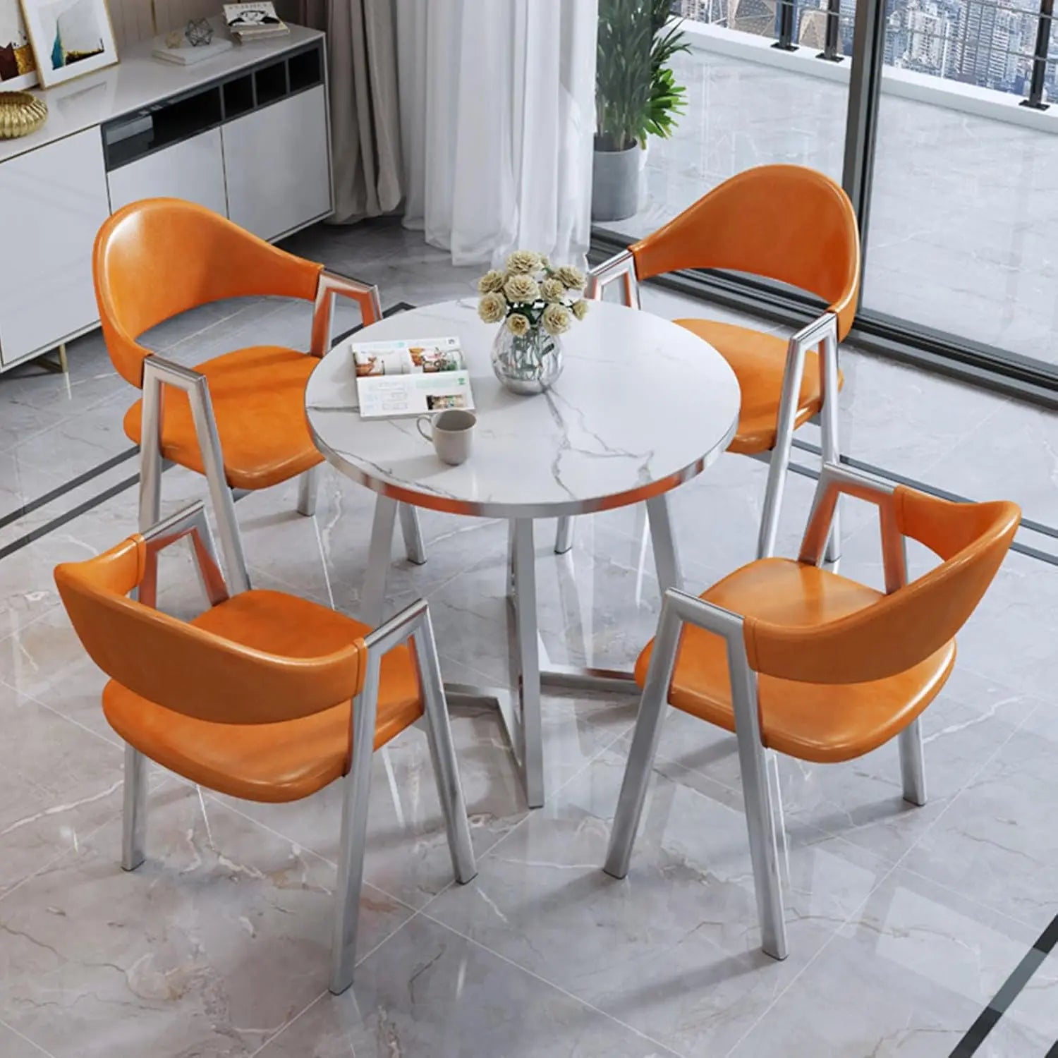 Modern Round Dining Table Set with 4 Chairs