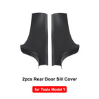 Front & Rear Door Sill Guards For Tesla Model Y ABS Inner Protector Cover Plate Trim Anti-Dirty Bumper Welcome Pedal Kick Pad