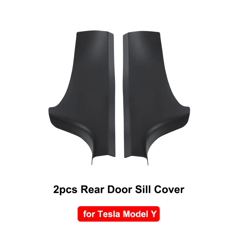 Front & Rear Door Sill Guards For Tesla Model Y ABS Inner Protector Cover Plate Trim Anti-Dirty Bumper Welcome Pedal Kick Pad