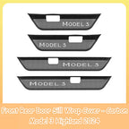 For Tesla Model 3 Highland Front Rear Door Sill Wrap Cover Anti Scratch Stainless Steel Door Sill Strip Plate Car Accessories