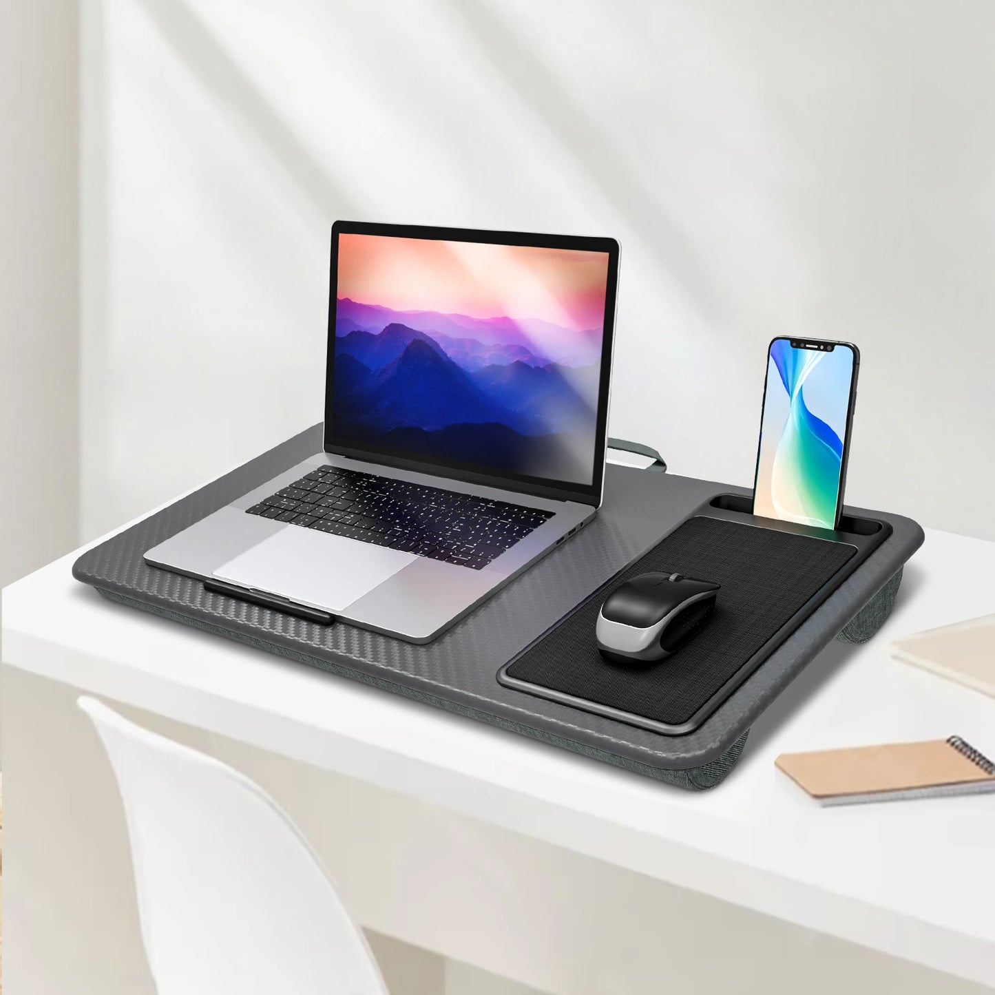Portable Home Office Lap Desk w/ Mouse Pad & Phone Holder - Lightweight | AlluCanFind