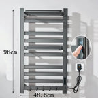 Black Bathroom Electric Heated Towel Rack with Digital Display Touch Thermostatic Dry Towel 304 Stainless Steel Heater