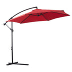 10ft Offset Patio Umbrella with Tilt Crank - UV 50+ Sun Shade for Garden, for market & Pool - Sturdy 6-Rib Design, Red