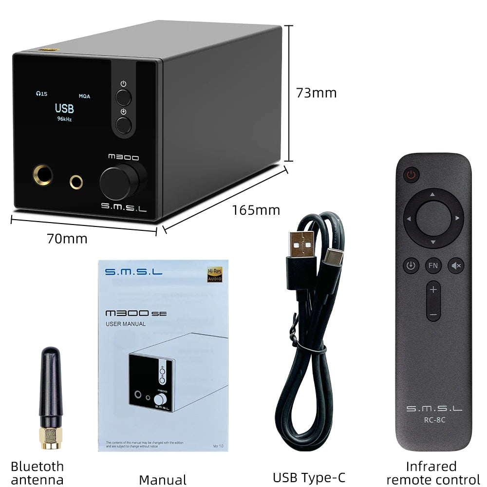 SMSL M300SE Audio DAC & Headphone AMP M300 SE MQA CS43131*2 Blutetooth True Balanced XLR 6.35/4.4mm XU316 DSD256 Remote Control