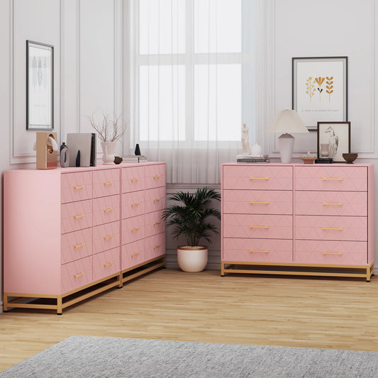 8 Drawer Dresser with Metal Handles,Modern Wood Chest of Drawers,Sturdy Frame Bedroom Furniture for Closet Hallway