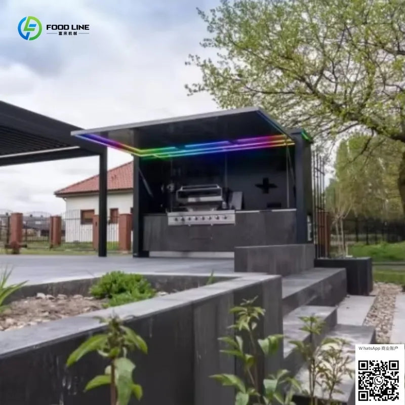 Customized Luxury Outdoor Kitchen Granite Garden Stainless Steel Waterproof Heavy Duty Gas BBQ Full Kitchen Cabinet Frame
