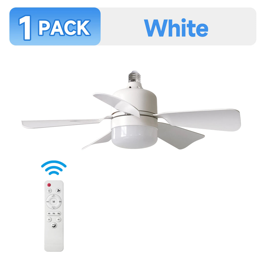 LED Ceiling Fan Light E27 with Remote, Dimmable, Speed Change, Suitabl