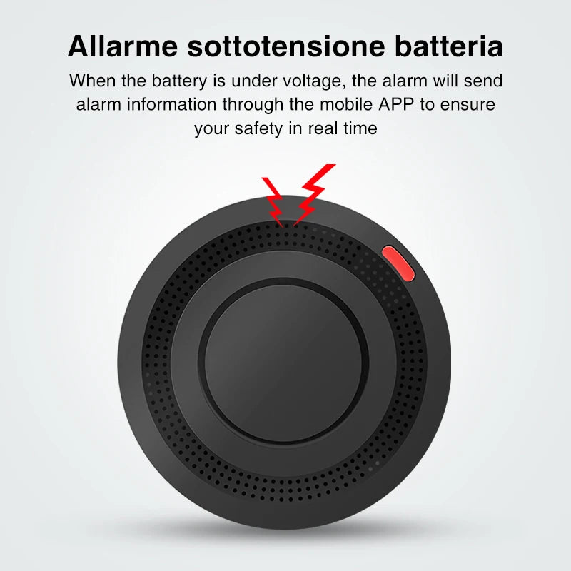 Tuya Smart WiFi Smoke Detector Smart Home 85dB Real-time Monitoring Remote Alarm Notification App Control Works With Alexa