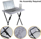 Furniturer 2Pcs-Folding Table Foldable Tv Dinner Tray Portable Light Weight Sofa Bed Side Table With Wood Top Metal Frames