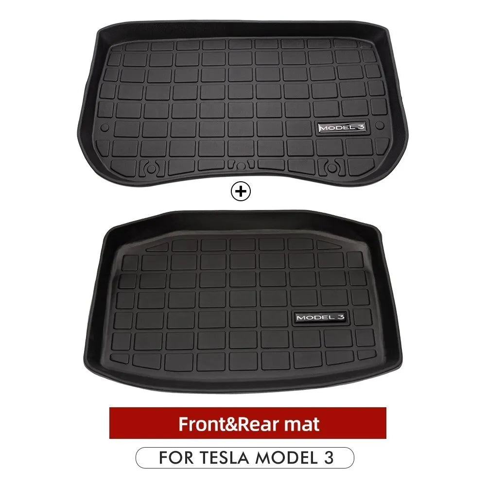 Front Rear Mat For Tesla Model Y 2023 TPE Cargo Pad Model 32017-2023 3D Waterproof Tray Storage Pads Mats Car Accessories