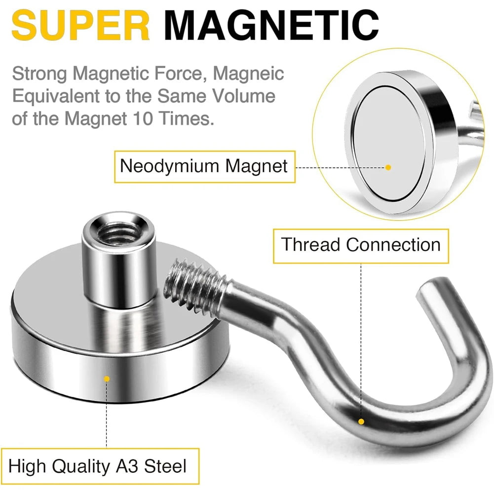 10Pcs Strong Magnetic Hooks Punch free Practical Load Bearing Hook Thick Wall Storage For Indoor Outdoor Home Kitchen 2/12/34kg