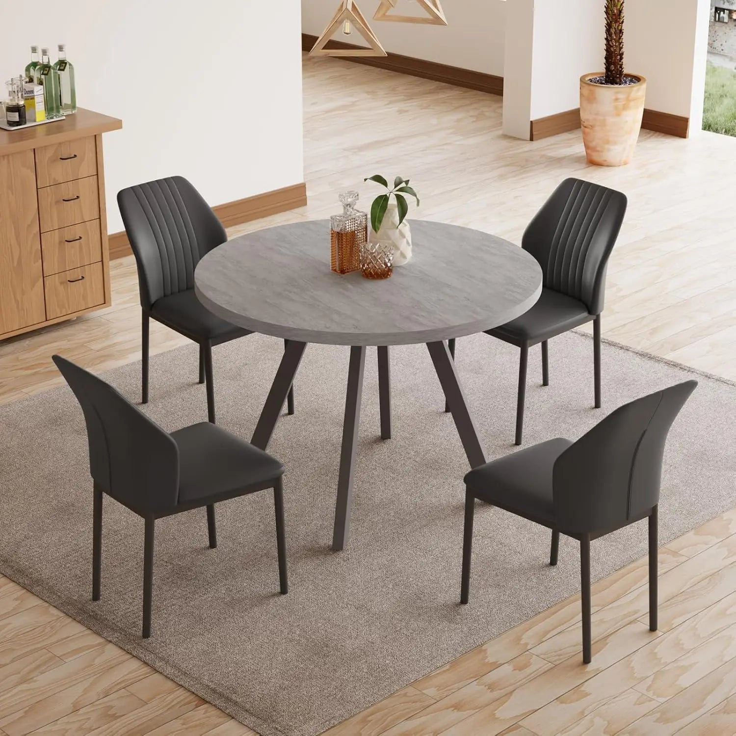 Round Dining Table Set, Mid Century Modern Small Round Dining Table Set, Saving Space
