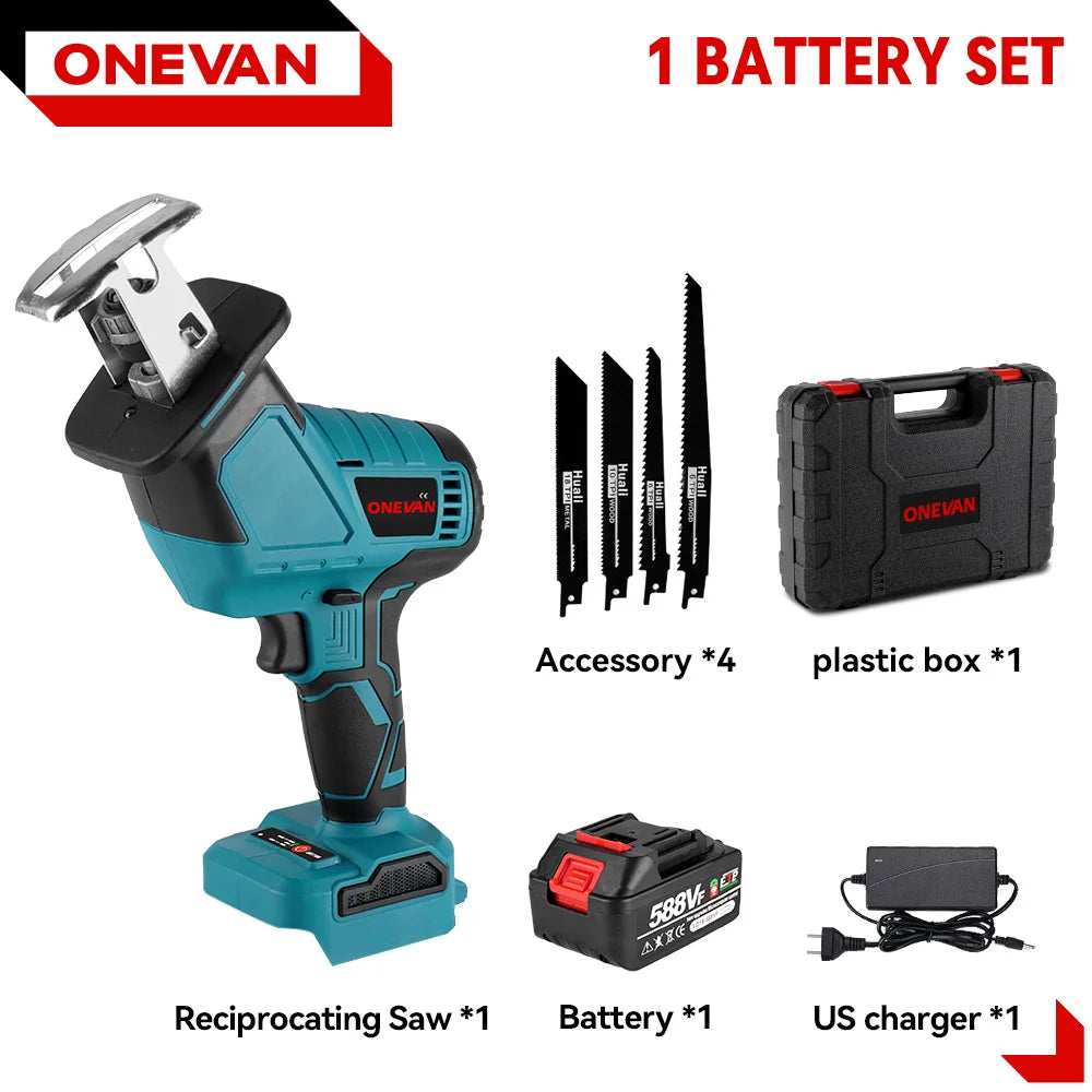 ONEVAN Brushless Cordless Electric Reciprocating Saw Electric Saw Variable Speed Metal Wood Cutter For Makita 18V Battery Pin