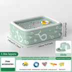 Summer family outdoor thickened inflatable swimming pool, float boat with sunshade, slide, family oversized water toys