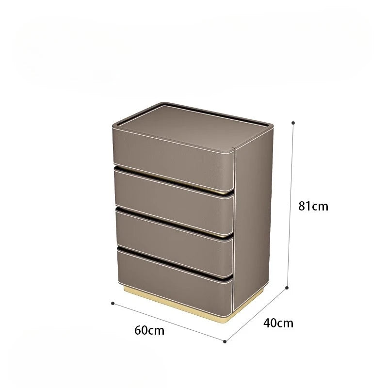 3 4 5 drawers Saddle leather Storage locker household living room drawer cabinet Italian light luxury wood Dressers Furniture