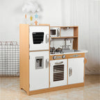 Kitchen Toys Full Set Baby Children Cooking Simulation Refrigerator Kitchenware Set Wooden Wooden