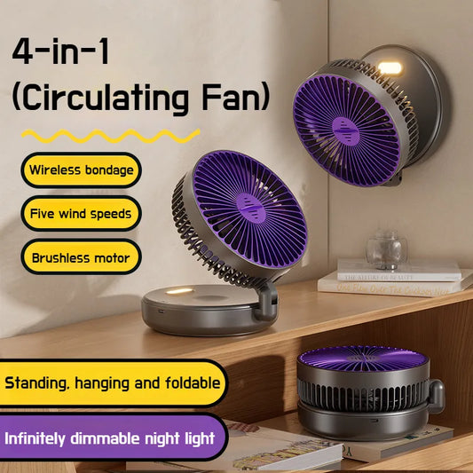 2024 New 3IN1 5000mAh Rechargeable Portable Desktop Fan Wall Mounted F
