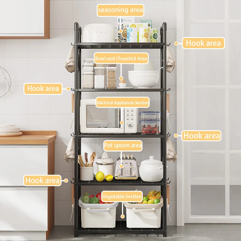 4/5-Storey Vertical Kitchen Storage Rack, Multi-Layer Storage, Used For Storing Items in The Kitchen, Bathroom, And Living Room