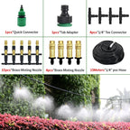 10-30M Outdoor Misting Cooling System 4/7PVC Garden Irrigation Watering Adjustable 1/4'' Brass Atomizer Nozzles Micro Sprinklers