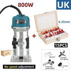 Electric Trimmer Router Woodworking Milling Engraving Slotting Trimming Machine Wood Trimmer Router Tool with 15 PCS Router Bits