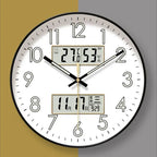 Modern Design Clock Silent Non Ticking Round Luminous Wall Clock with Calendar Digital Display Night Light Wall Clock Decor