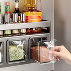 1 Equipped Kitchen Seasoning Shelf, No Drilling, Wall Hanging, Countertops, Cabinets, Multi-Functional Seasoning Storage Shelf